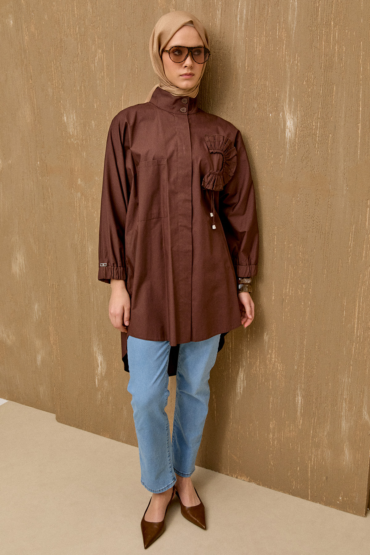 Yüksek Yakalı Pamuk Tunik, Tesettür Giyim