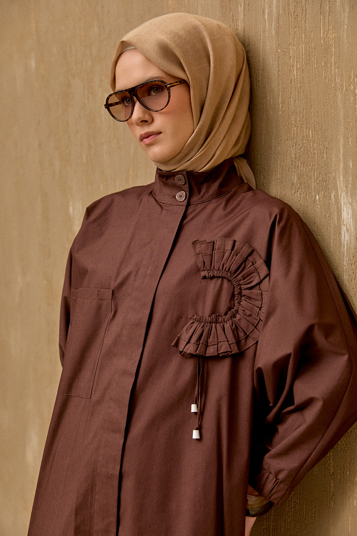 Yüksek Yakalı Pamuk Tunik, Tesettür Giyim