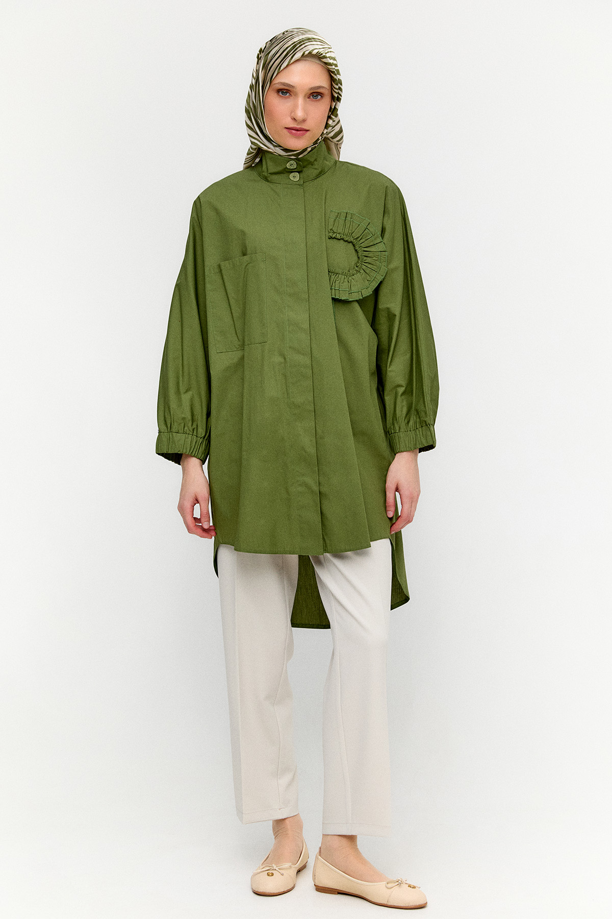 Yüksek Yakalı Pamuk Tunik, Tesettür Giyim
