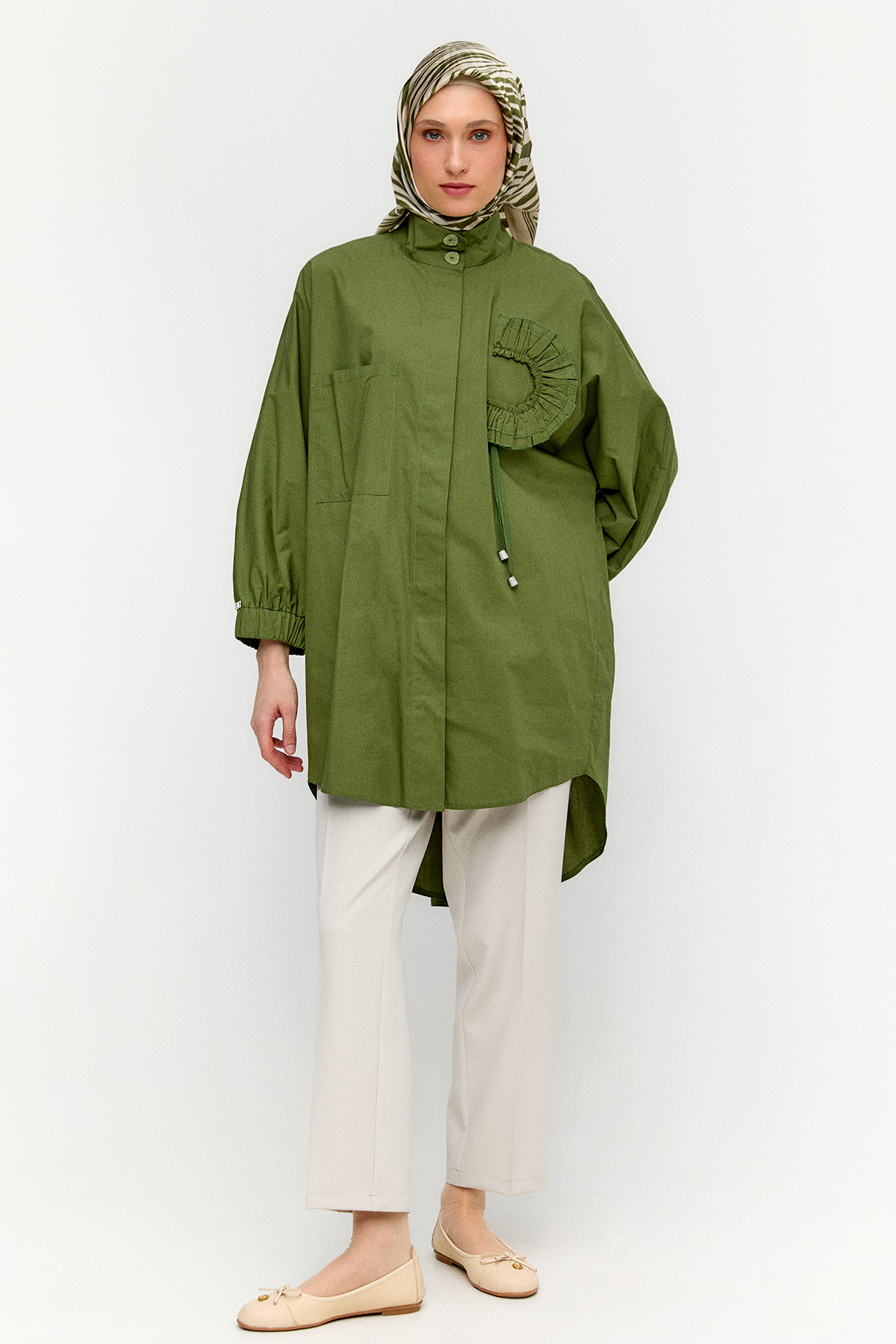 Yüksek Yakalı Pamuk Tunik, Tesettür Giyim