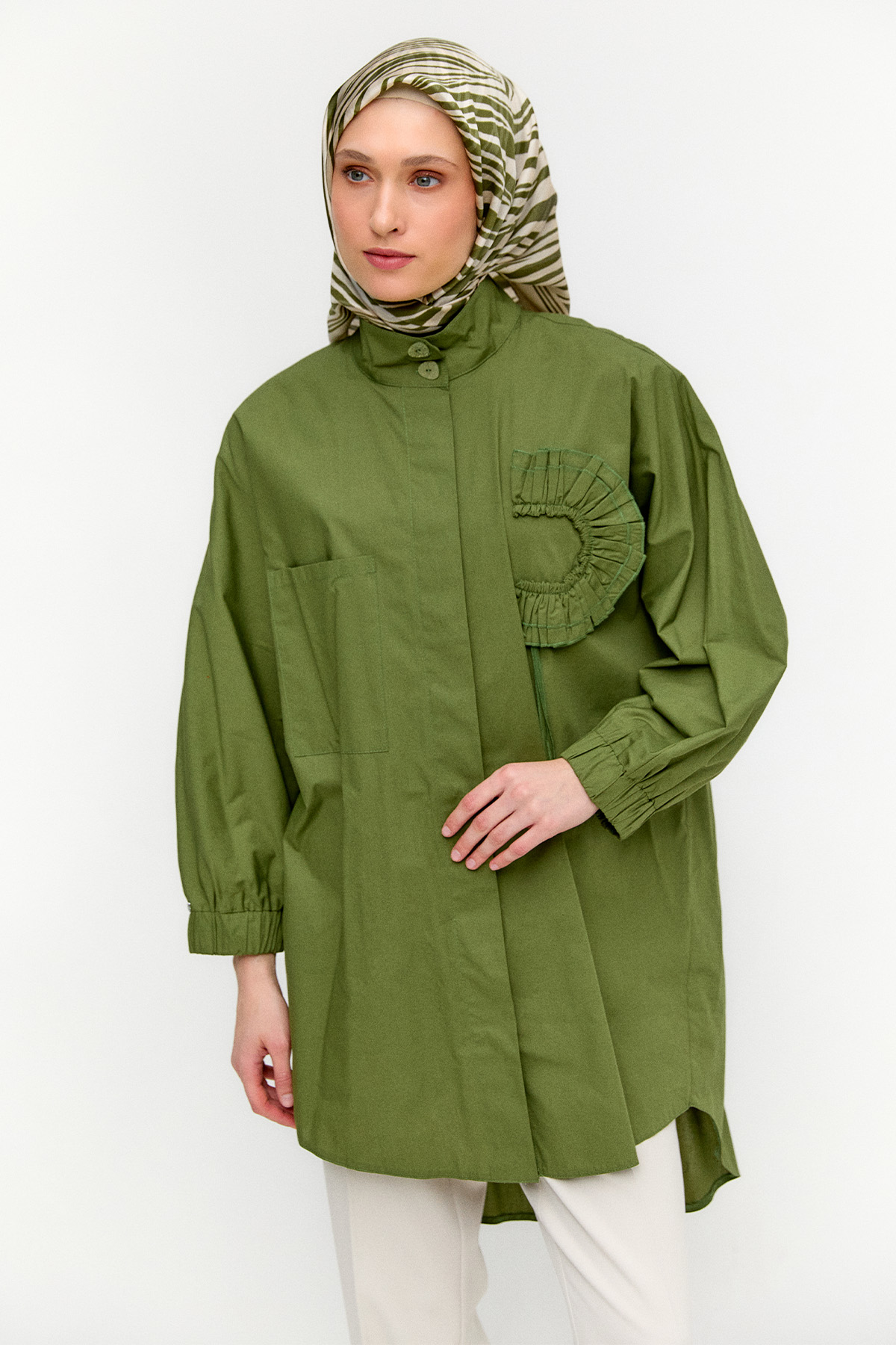 Yüksek Yakalı Pamuk Tunik, Tesettür Giyim