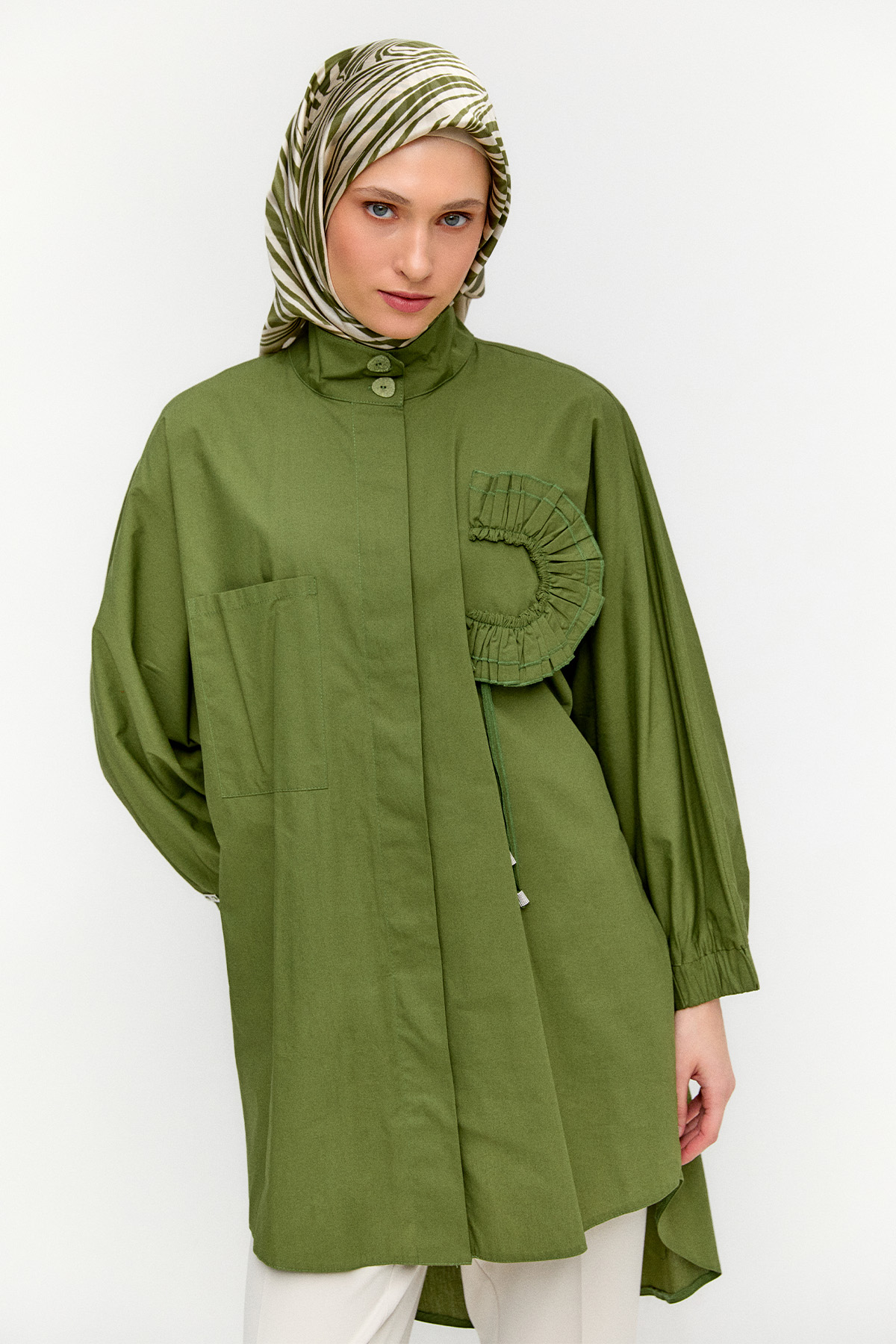 Yüksek Yakalı Pamuk Tunik, Tesettür Giyim