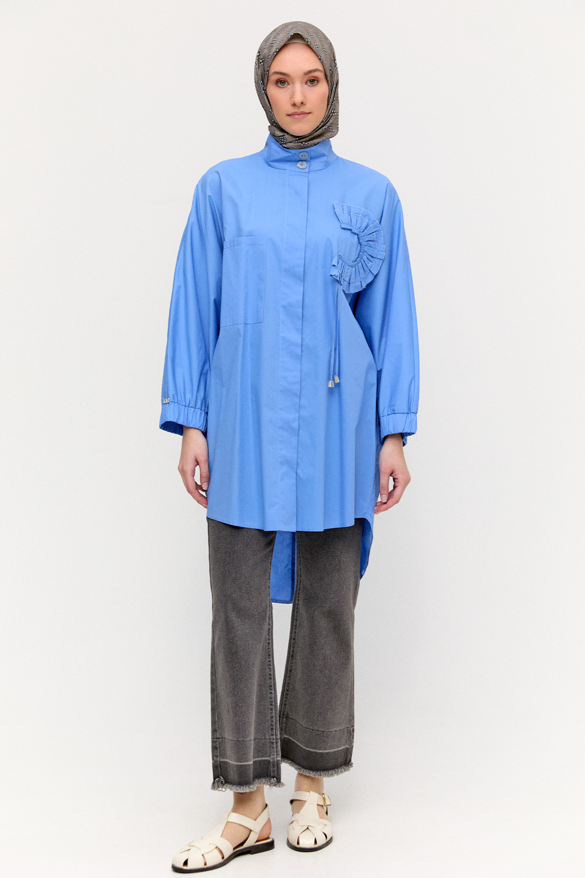 Yüksek Yakalı Pamuk Tunik, Tesettür Giyim