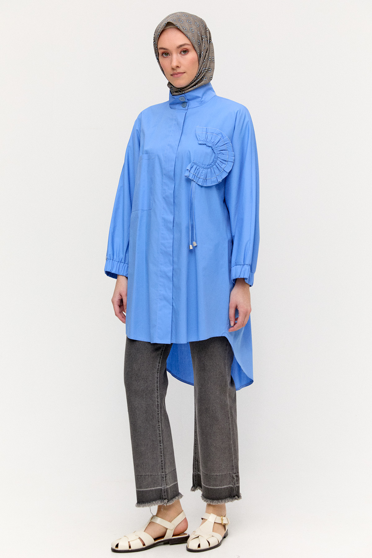 Yüksek Yakalı Pamuk Tunik, Tesettür Giyim