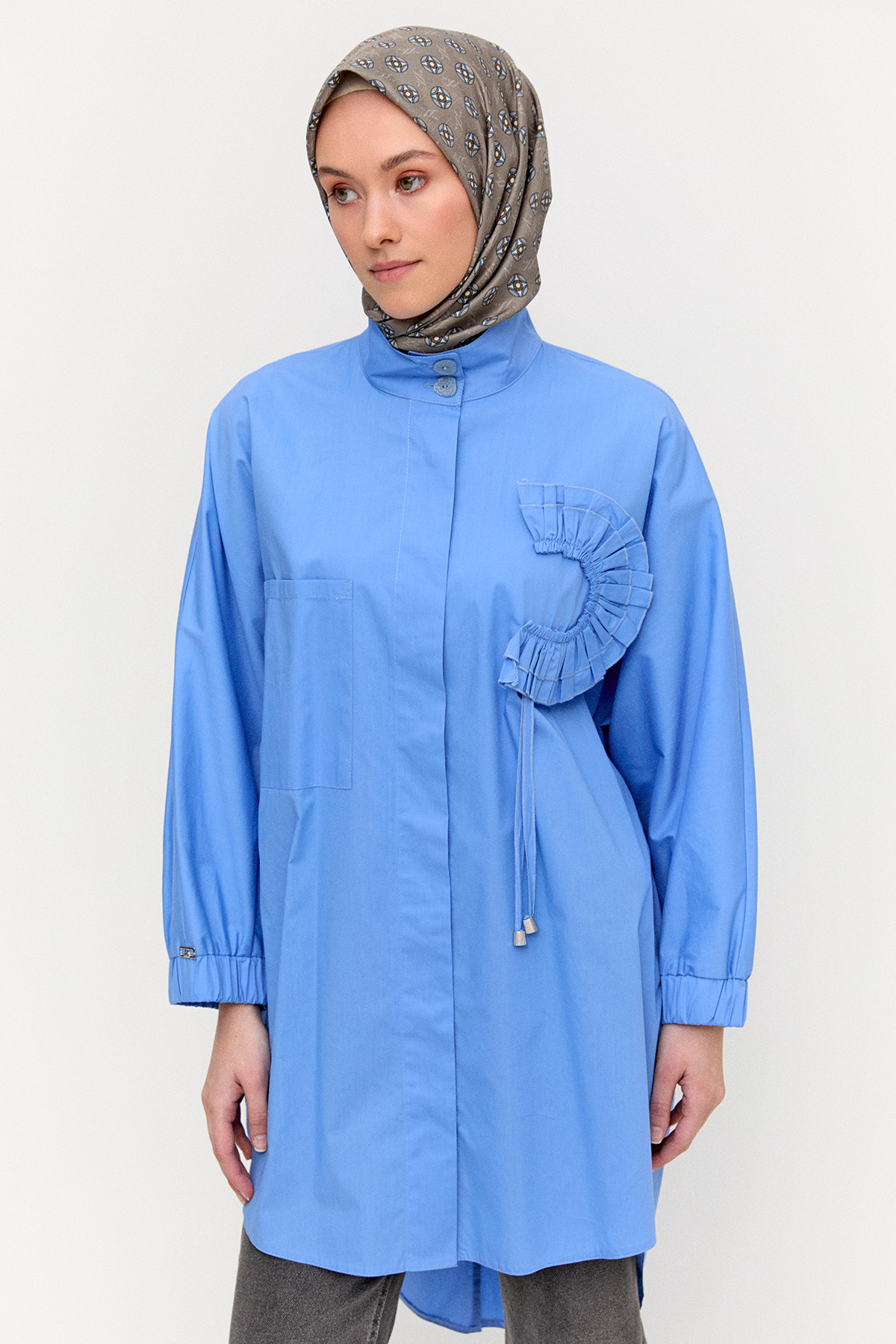 Yüksek Yakalı Pamuk Tunik, Tesettür Giyim