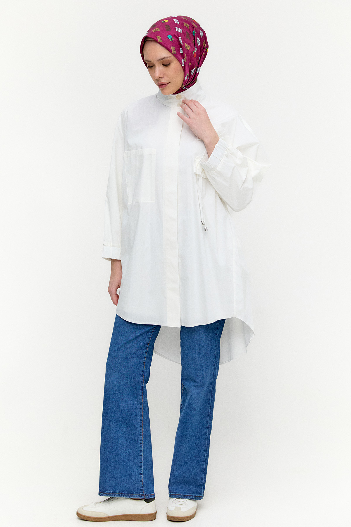 Yüksek Yakalı Pamuk Tunik, Tesettür Giyim
