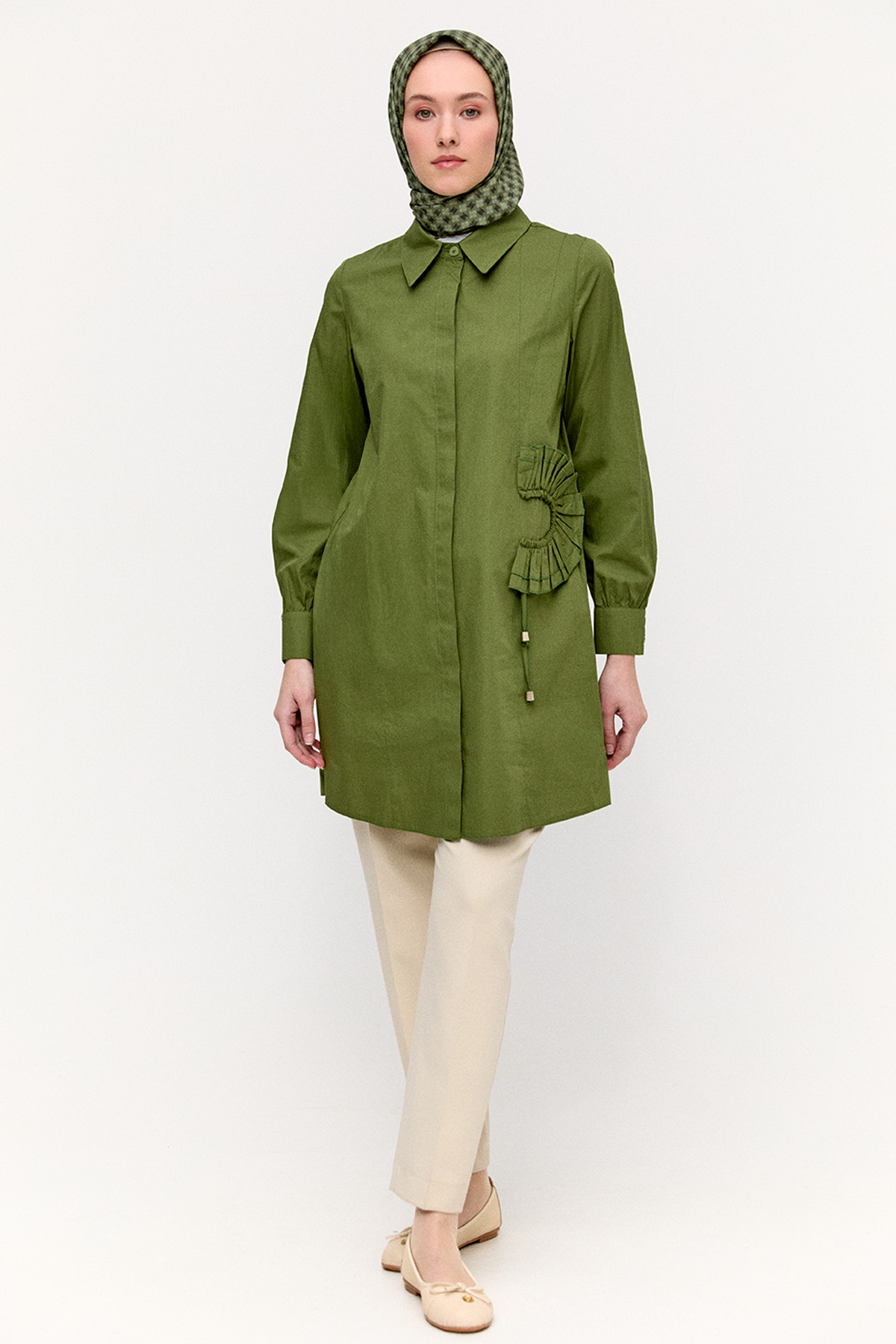 Volan Aplikeli Pamuk Tunik, Tesettür Giyim