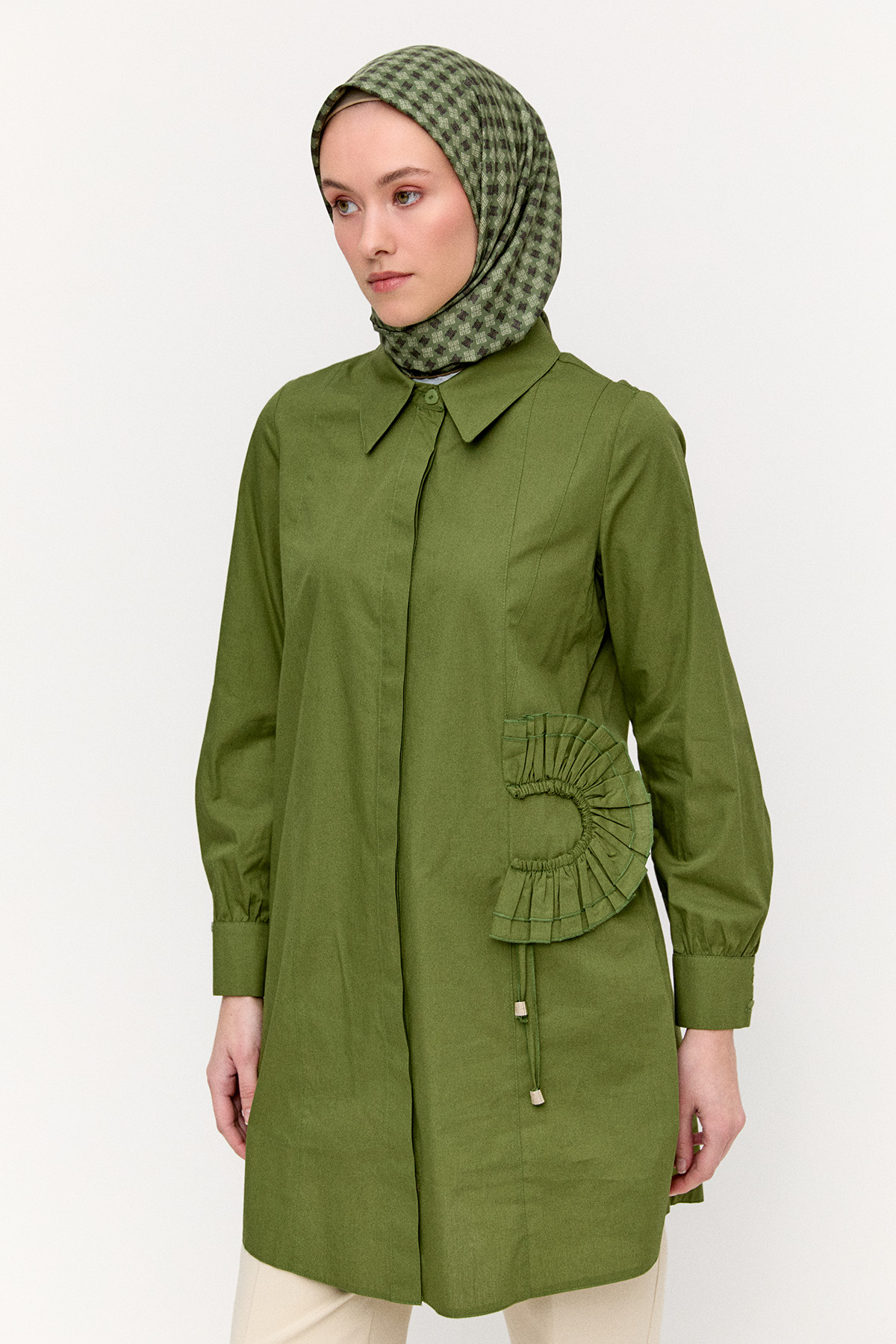 Volan Aplikeli Pamuk Tunik, Tesettür Giyim