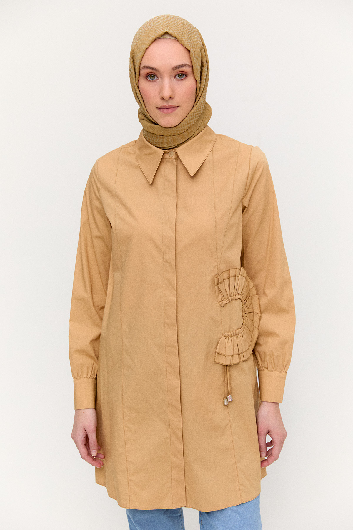 Volan Aplikeli Pamuk Tunik, Tesettür Giyim