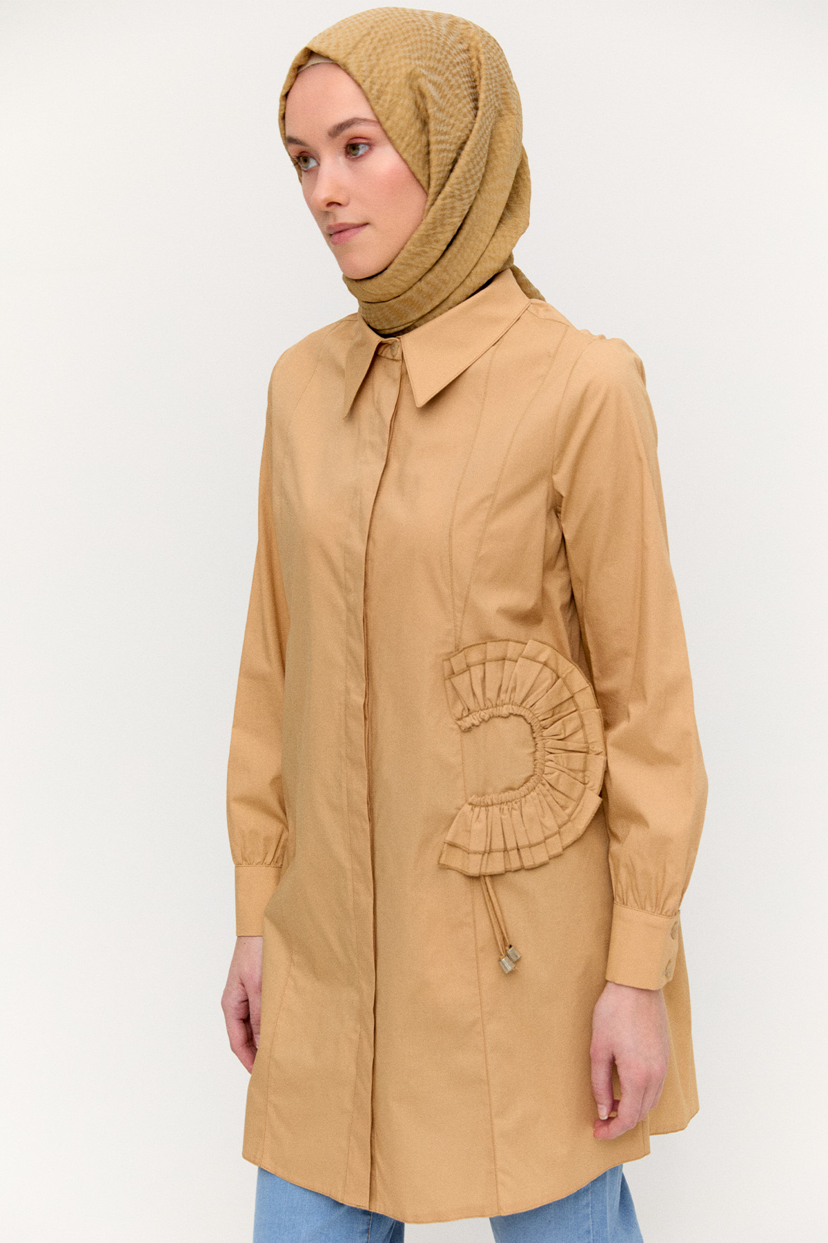 Volan Aplikeli Pamuk Tunik, Tesettür Giyim