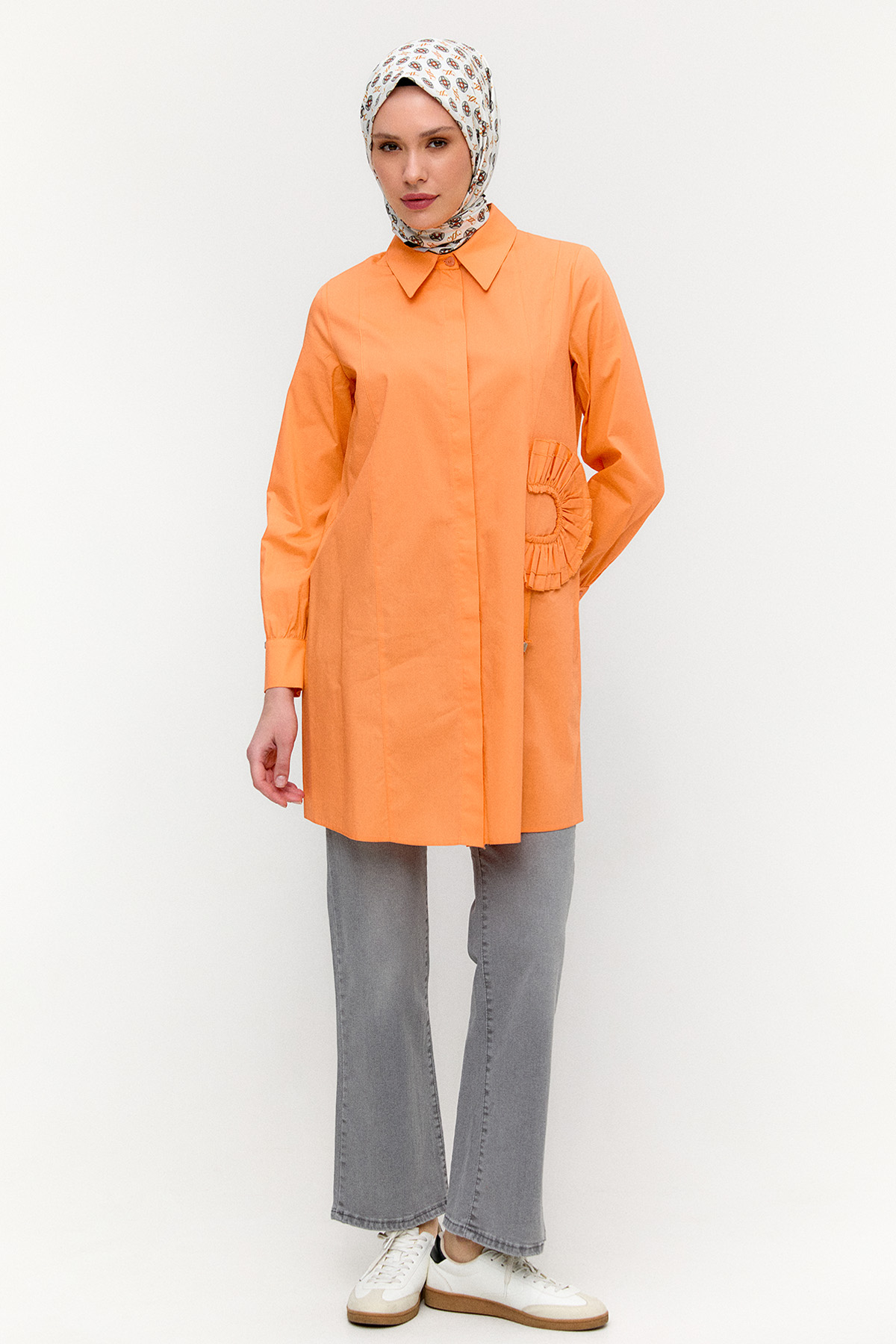 Volan Aplikeli Pamuk Tunik, Tesettür Giyim