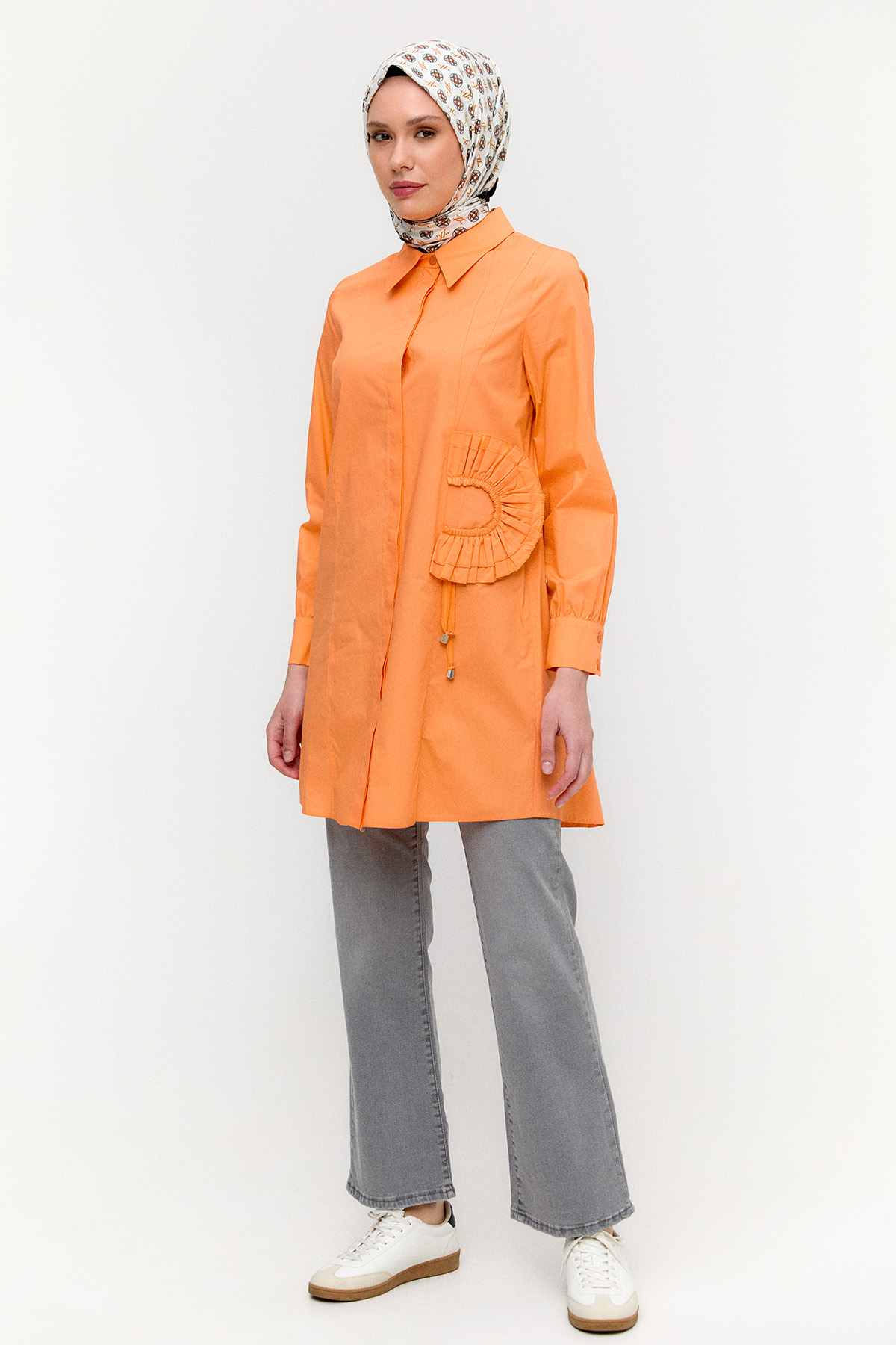 Volan Aplikeli Pamuk Tunik, Tesettür Giyim