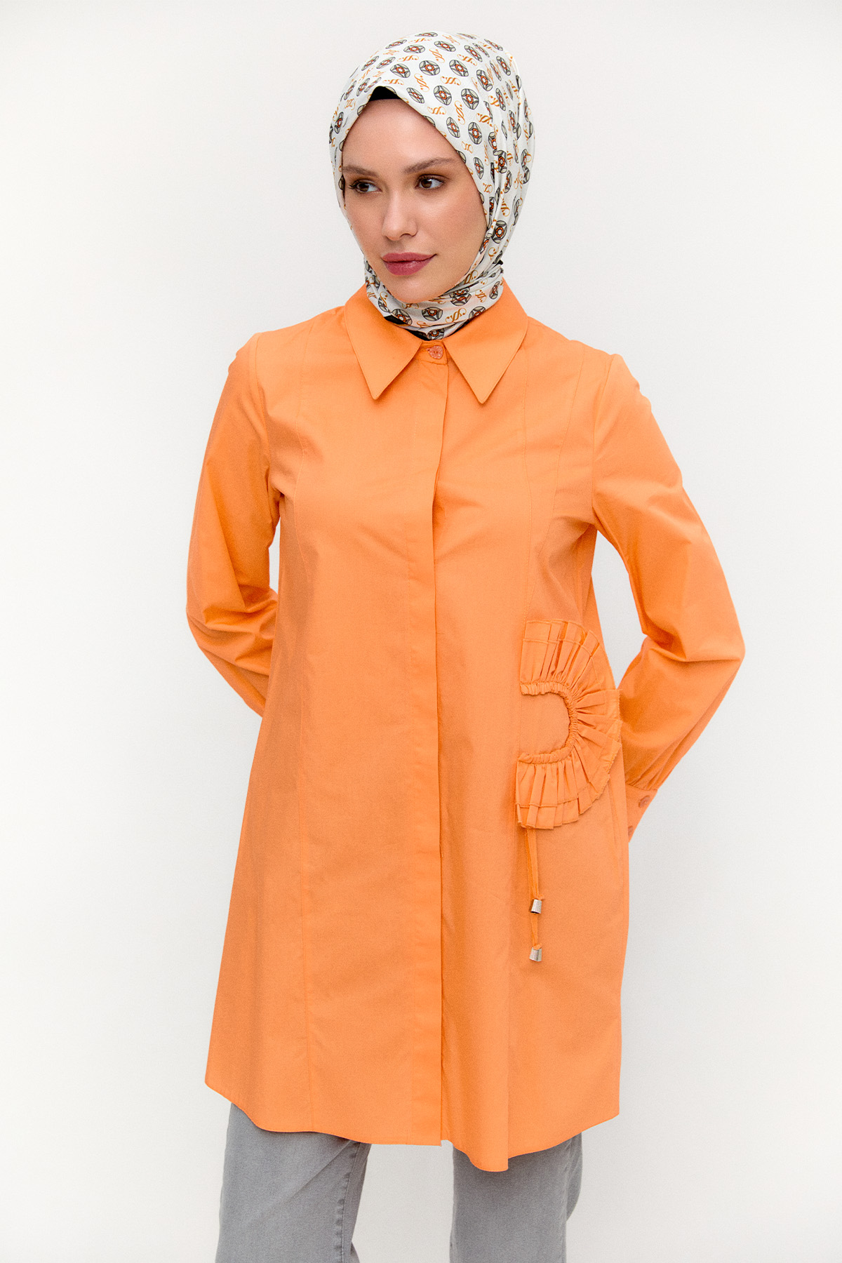 Volan Aplikeli Pamuk Tunik, Tesettür Giyim