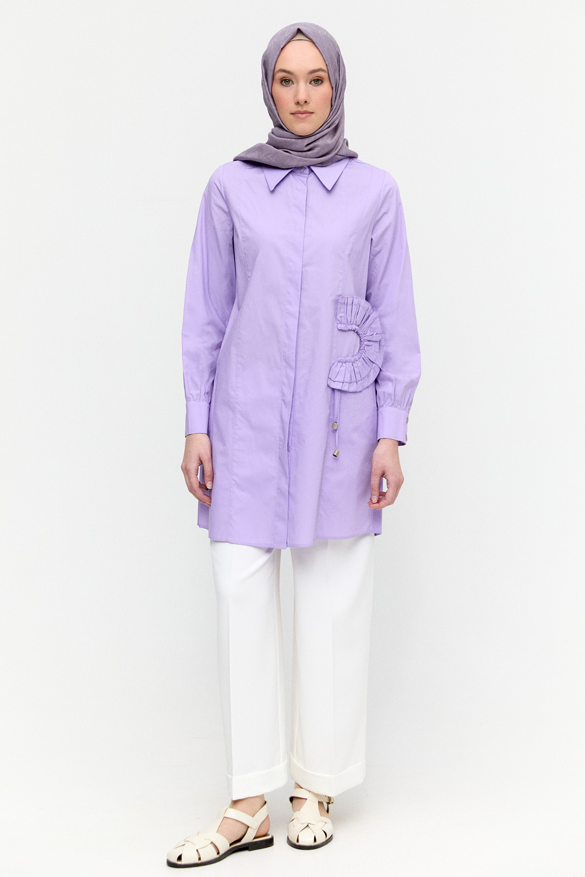 Volan Aplikeli Pamuk Tunik, Tesettür Giyim