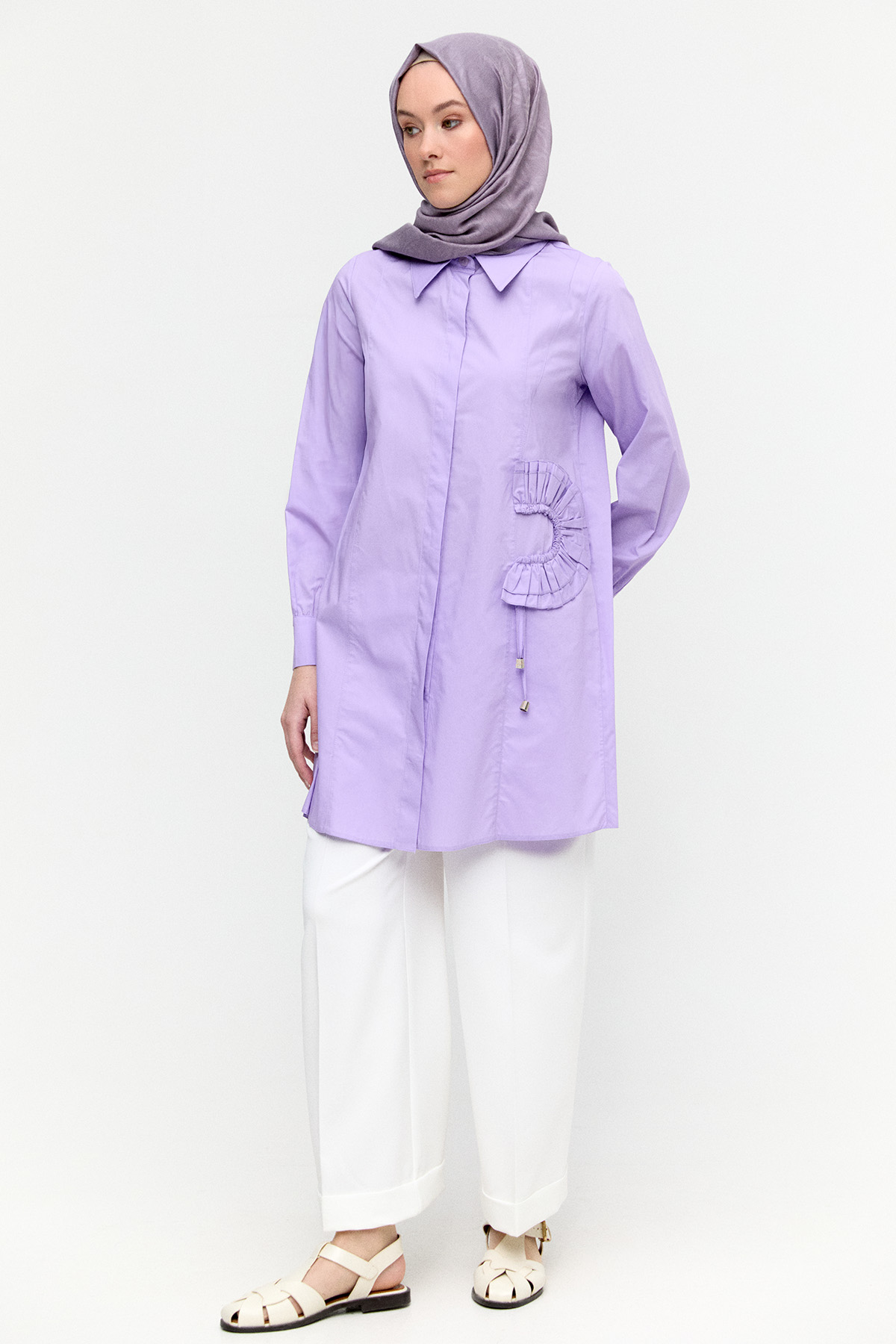 Volan Aplikeli Pamuk Tunik, Tesettür Giyim