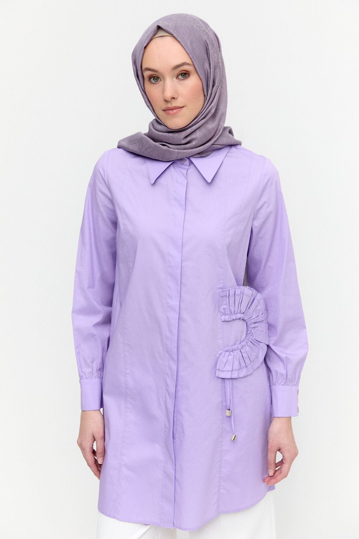 Volan Aplikeli Pamuk Tunik, Tesettür Giyim