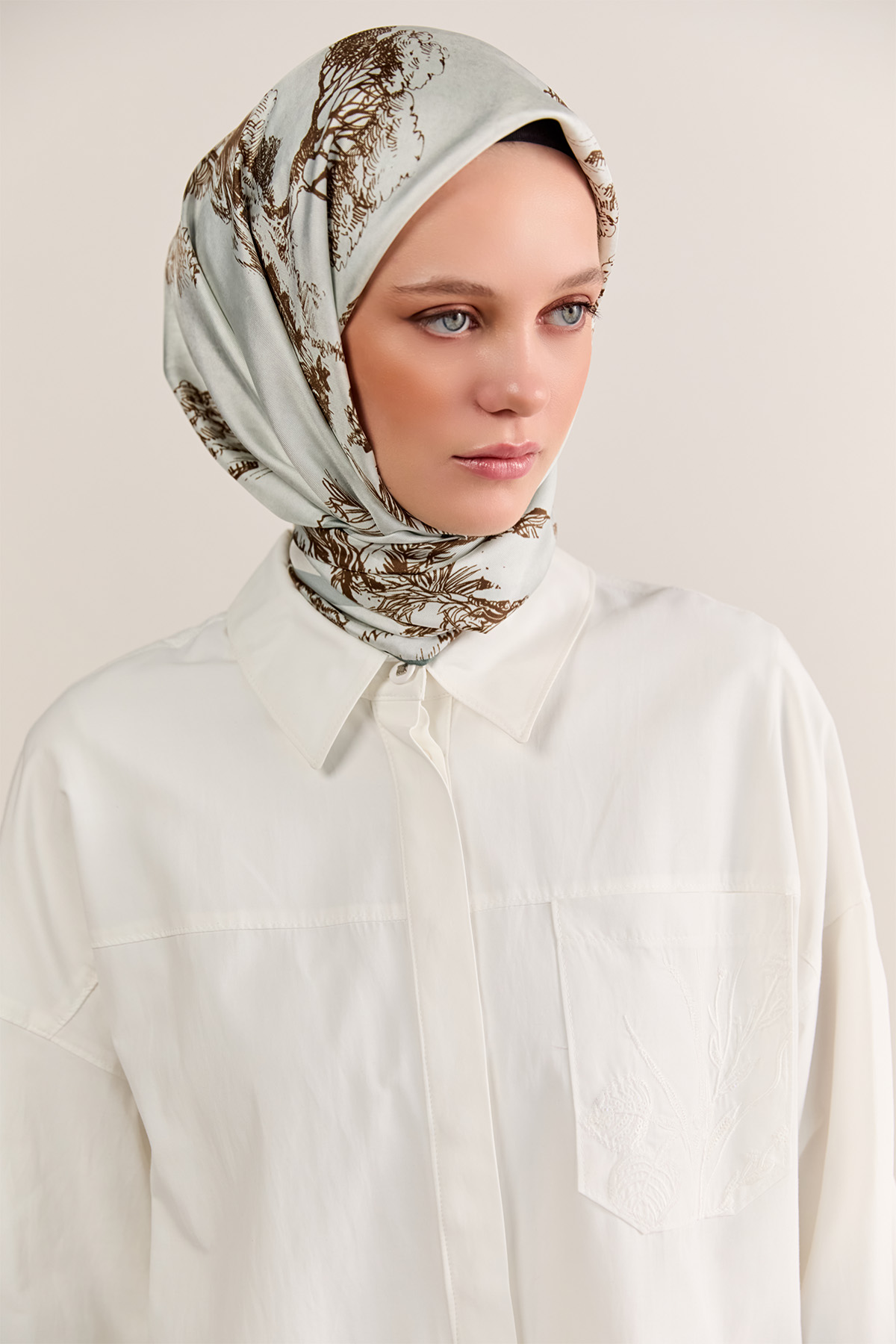 Nakış Detaylı Oversize Pamuklu Tunik, Tesettür Giyim