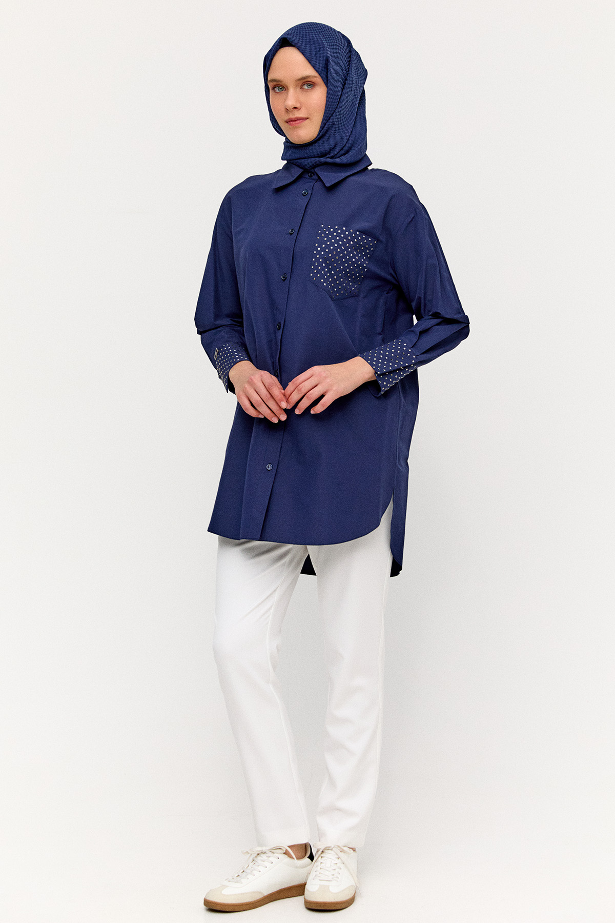 Hotfix Baskılı Pamuklu Tunik, Tesettür Giyim