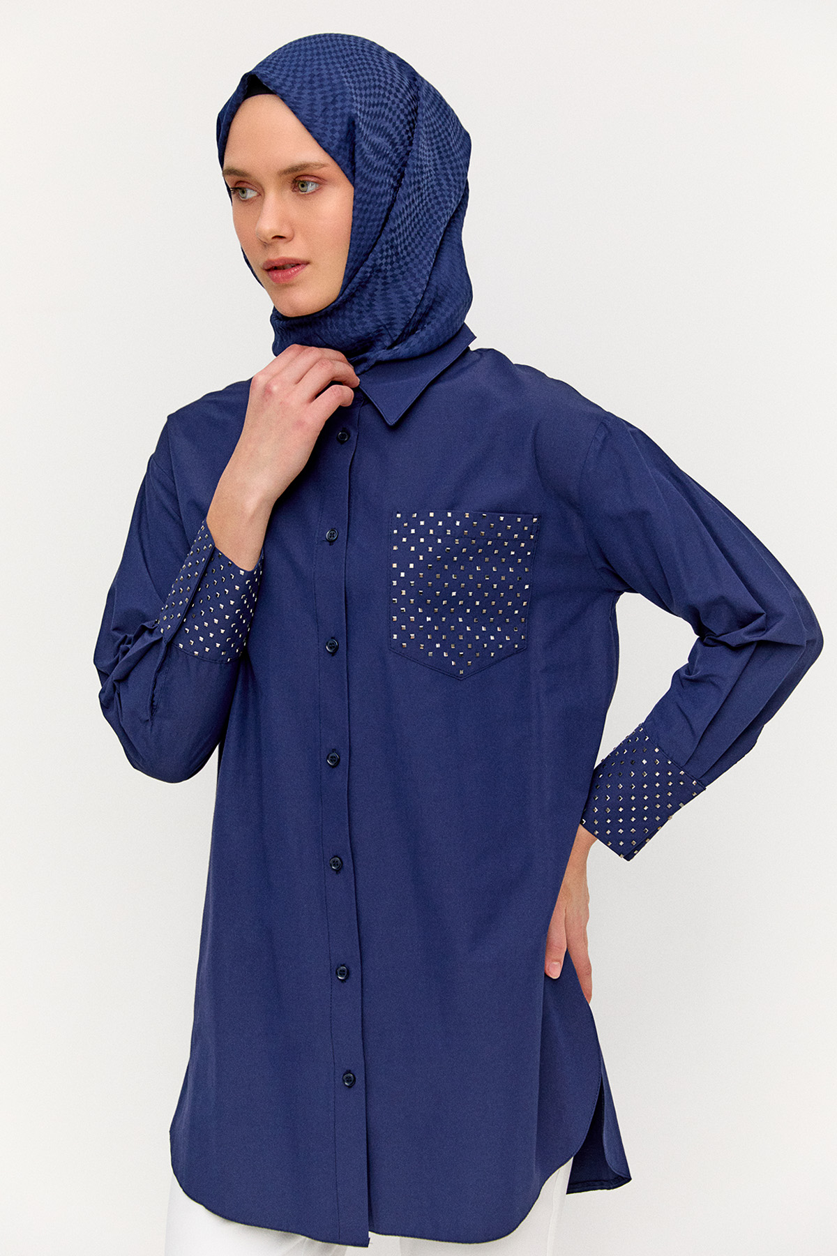 Hotfix Baskılı Pamuklu Tunik, Tesettür Giyim