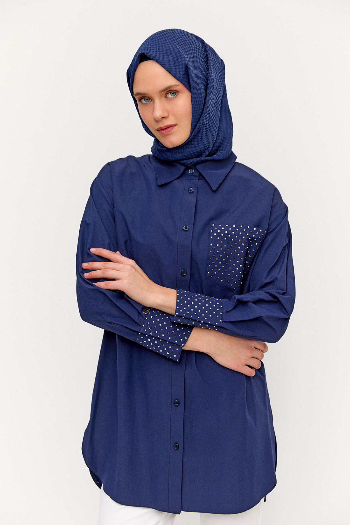 Hotfix Baskılı Pamuklu Tunik, Tesettür Giyim