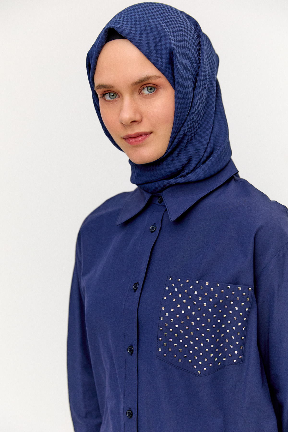 Hotfix Baskılı Pamuklu Tunik, Tesettür Giyim