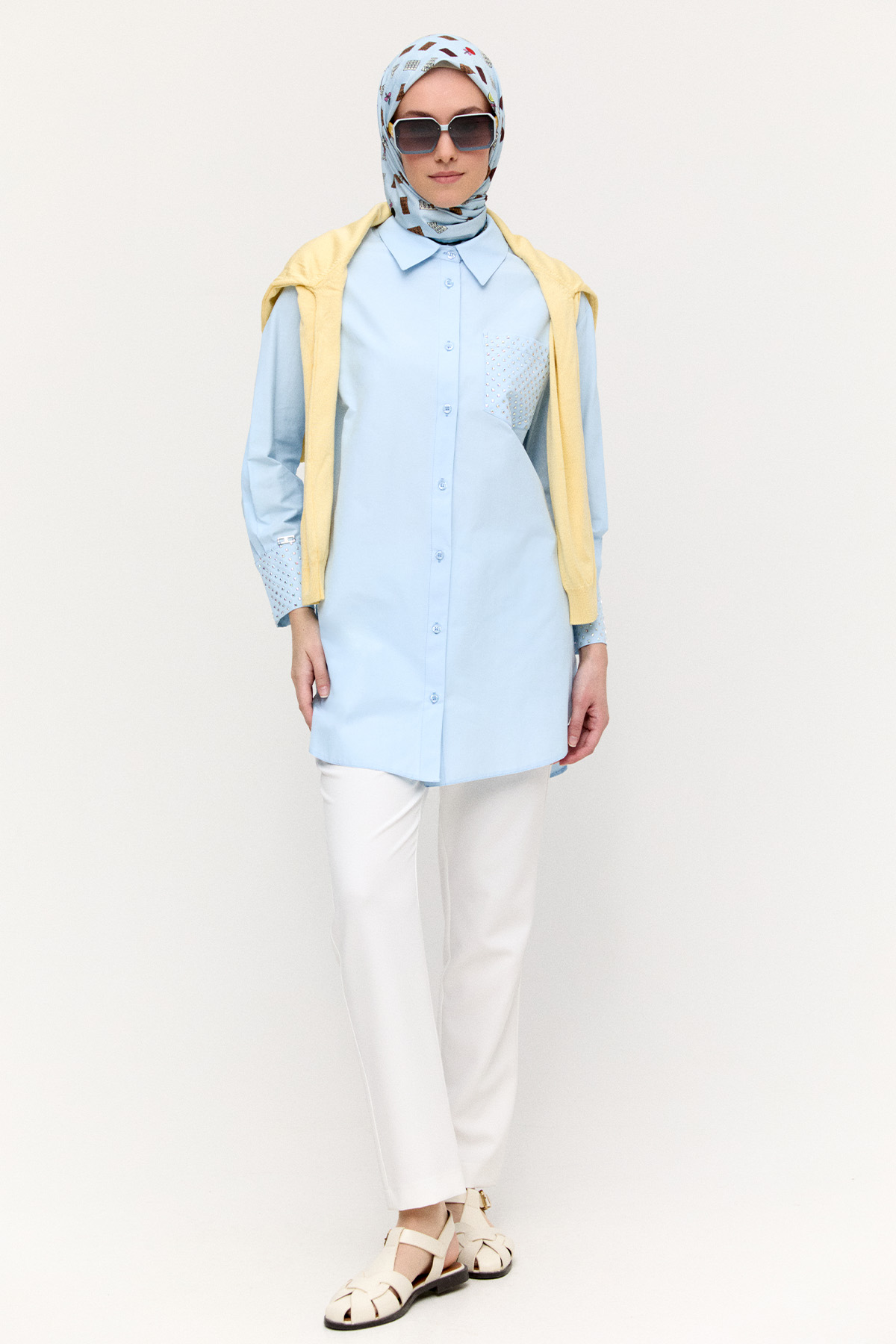 Hotfix Baskılı Pamuklu Tunik, Tesettür Giyim