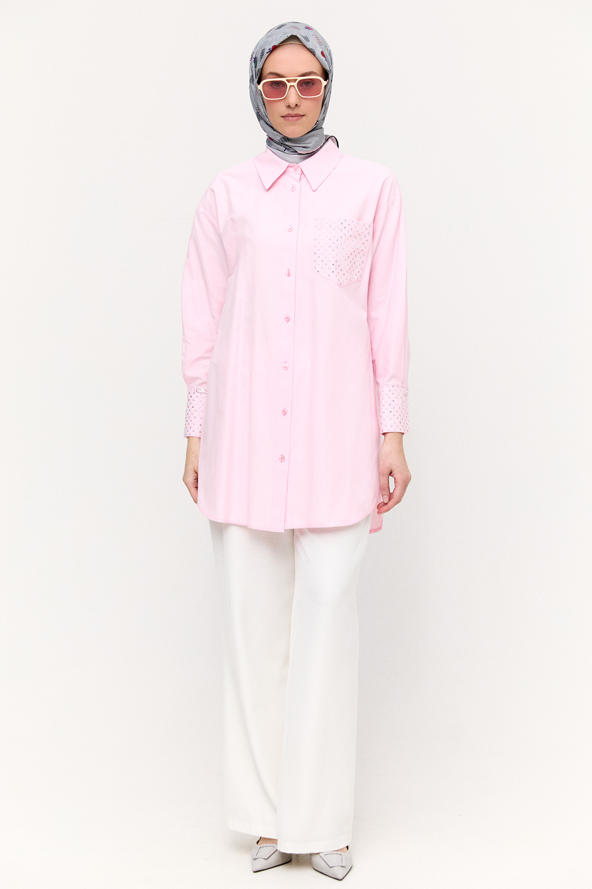 Hotfix Baskılı Pamuklu Tunik, Tesettür Giyim