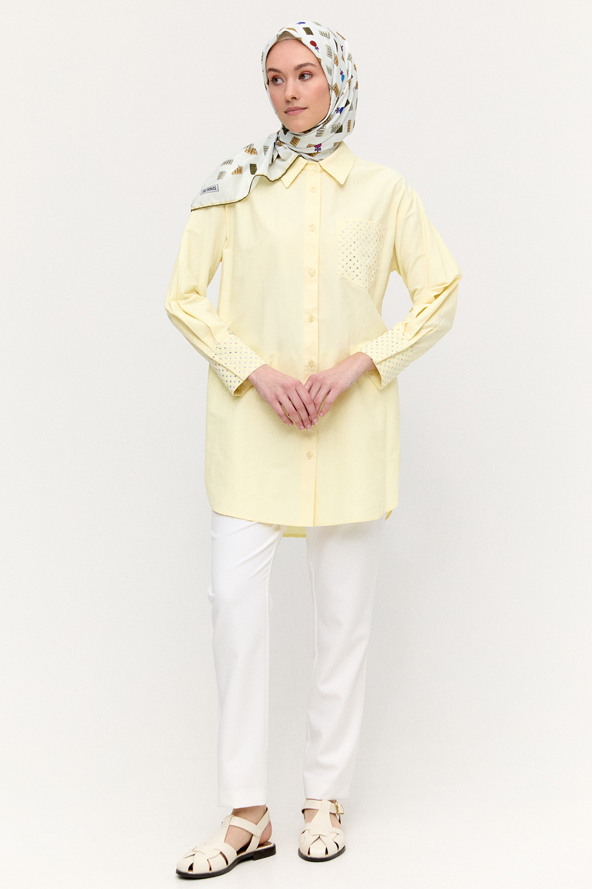 Hotfix Baskılı Pamuklu Tunik, Tesettür Giyim