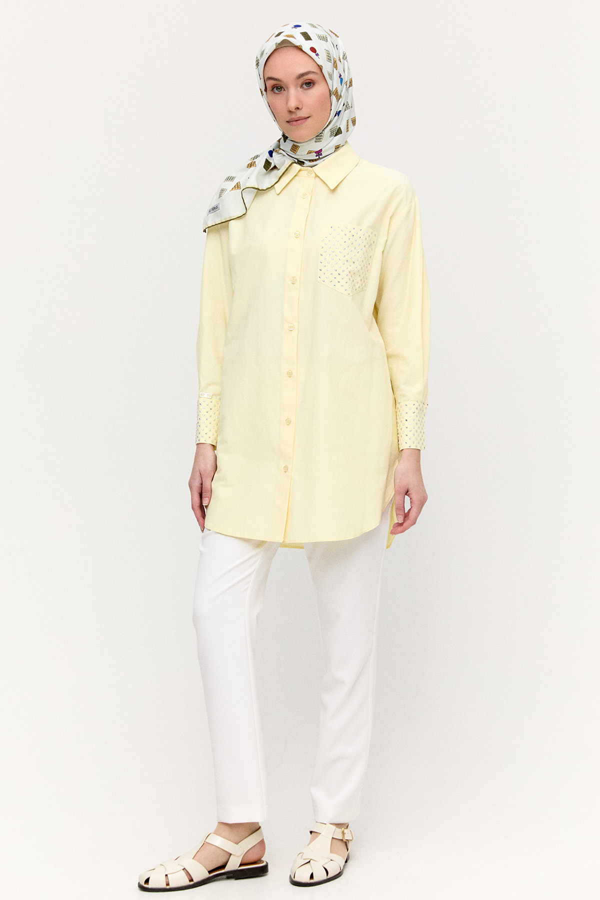 Hotfix Baskılı Pamuklu Tunik, Tesettür Giyim