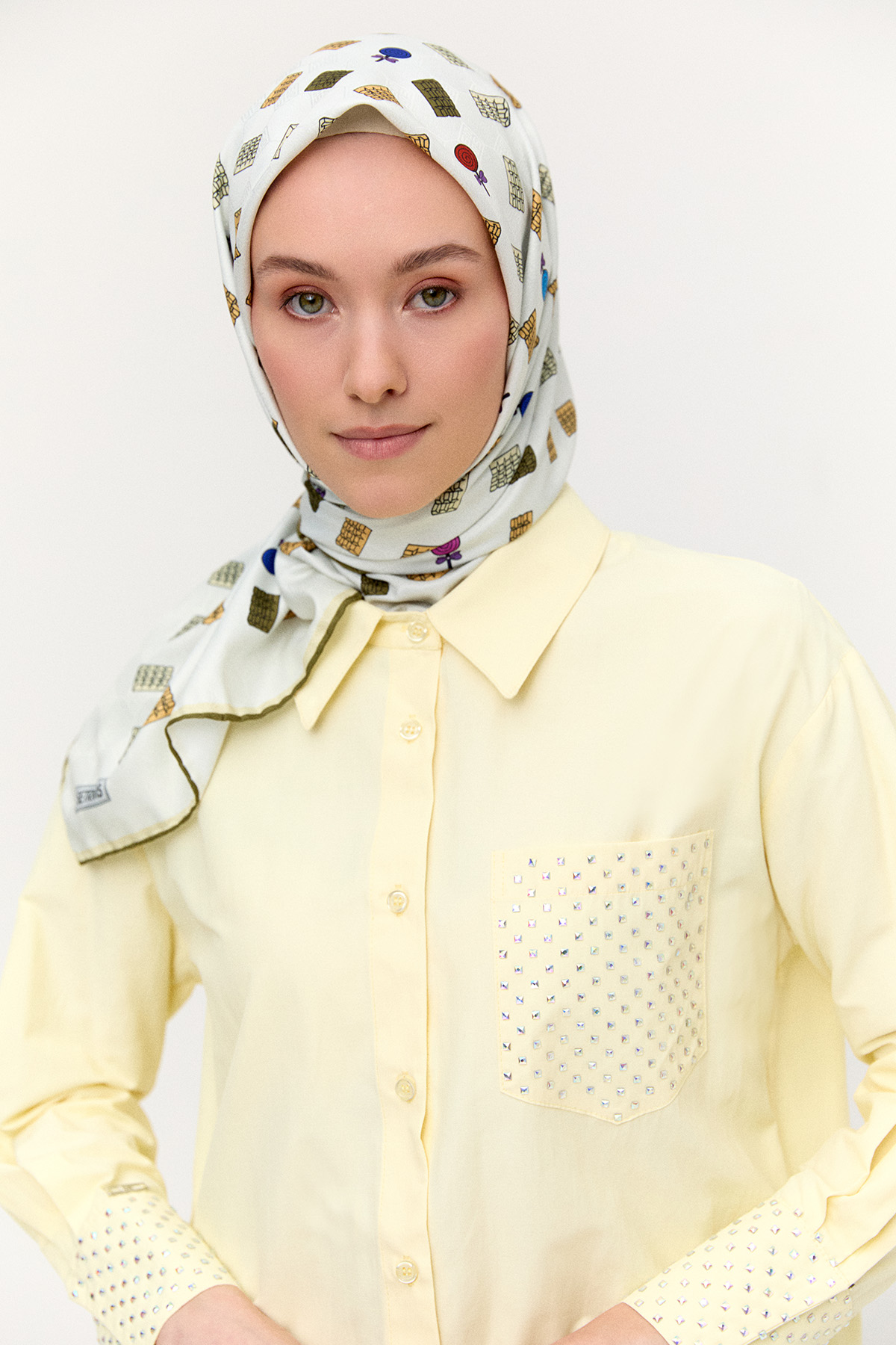 Hotfix Baskılı Pamuklu Tunik, Tesettür Giyim