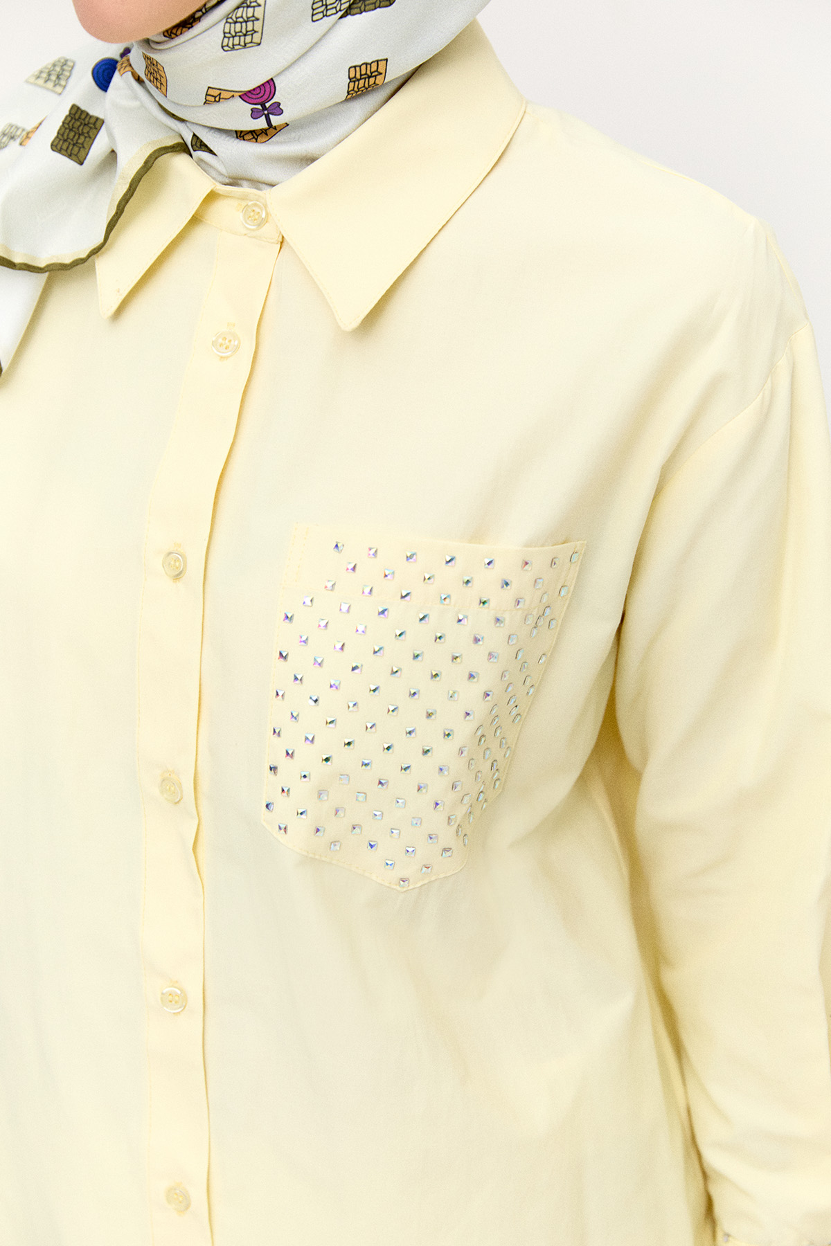 Hotfix Baskılı Pamuklu Tunik, Tesettür Giyim