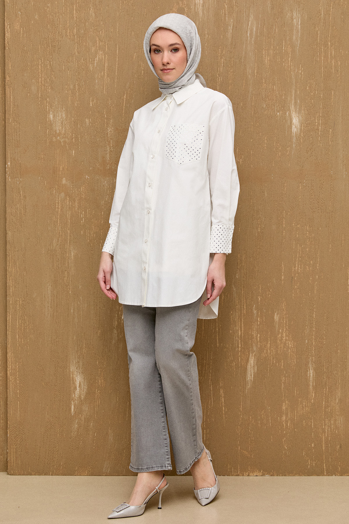 Hotfix Baskılı Pamuklu Tunik, Tesettür Giyim