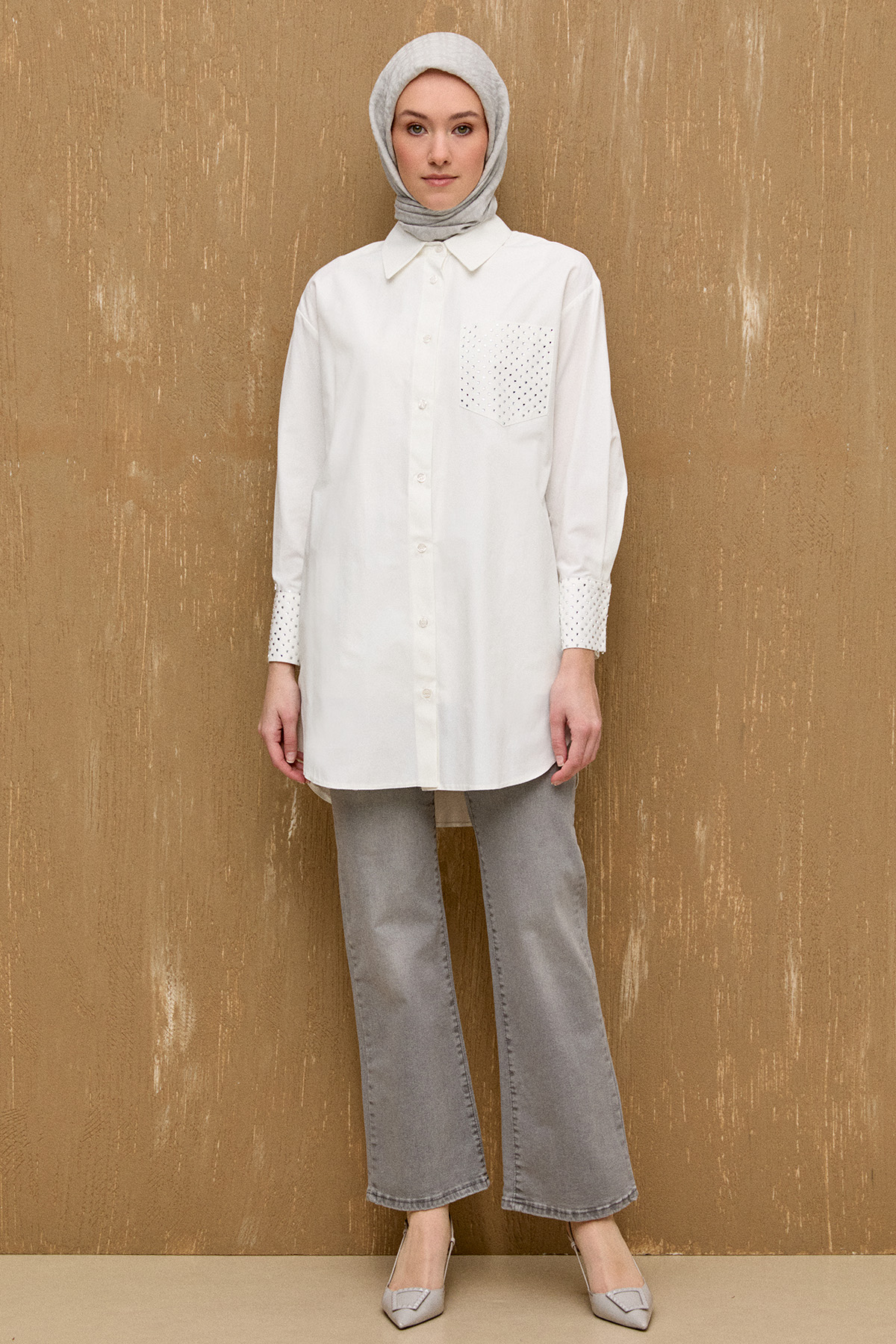 Hotfix Baskılı Pamuklu Tunik, Tesettür Giyim