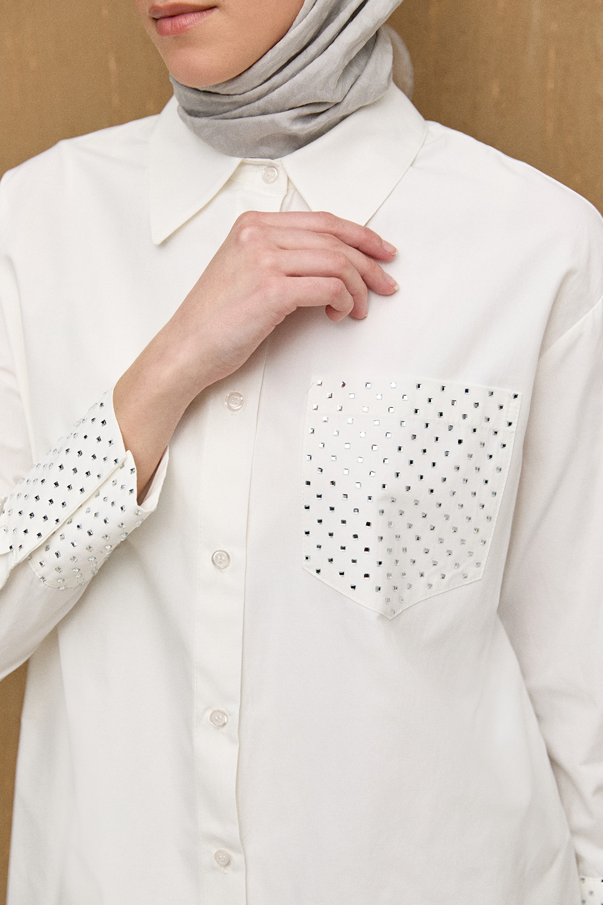 Hotfix Baskılı Pamuklu Tunik, Tesettür Giyim