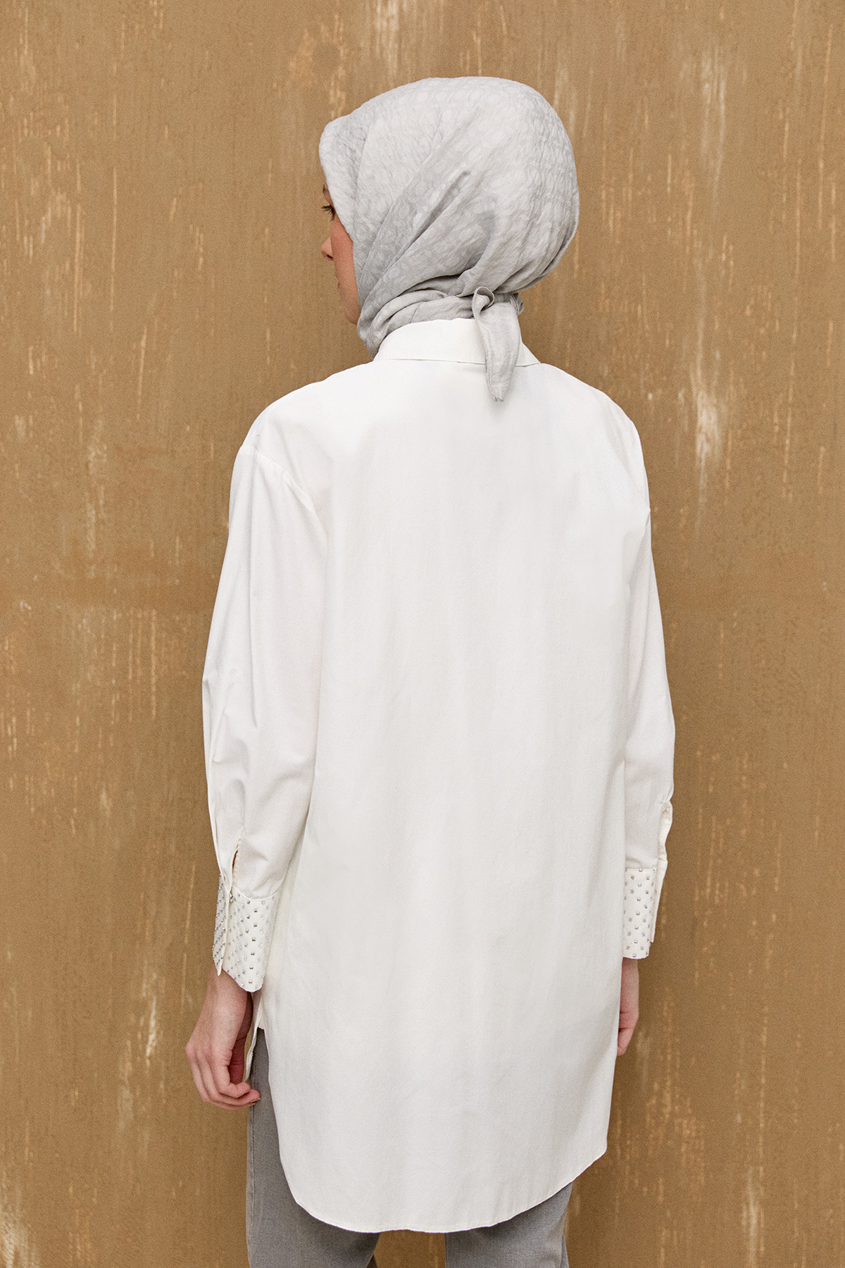 Hotfix Baskılı Pamuklu Tunik, Tesettür Giyim