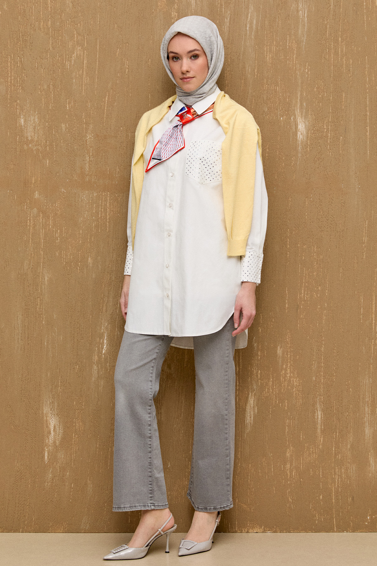 Hotfix Baskılı Pamuklu Tunik, Tesettür Giyim