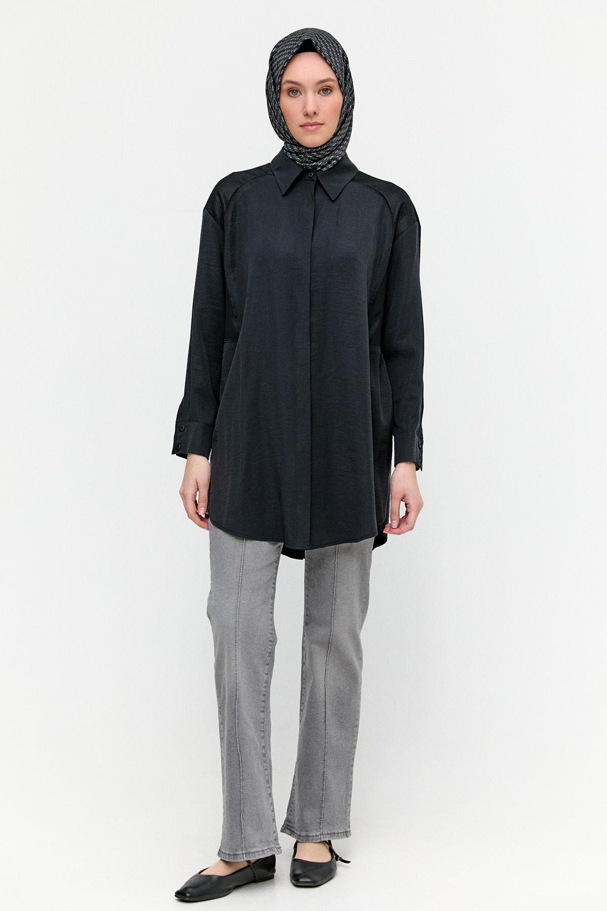 File Detaylı Modal Tunik, Tesettür Giyim