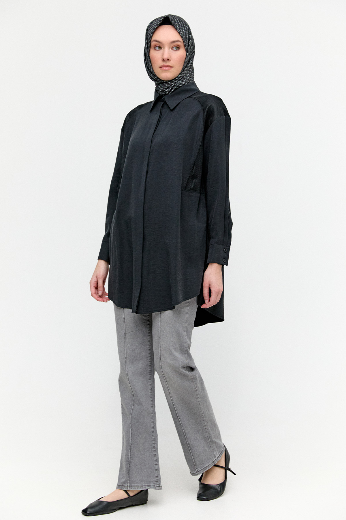 File Detaylı Modal Tunik, Tesettür Giyim