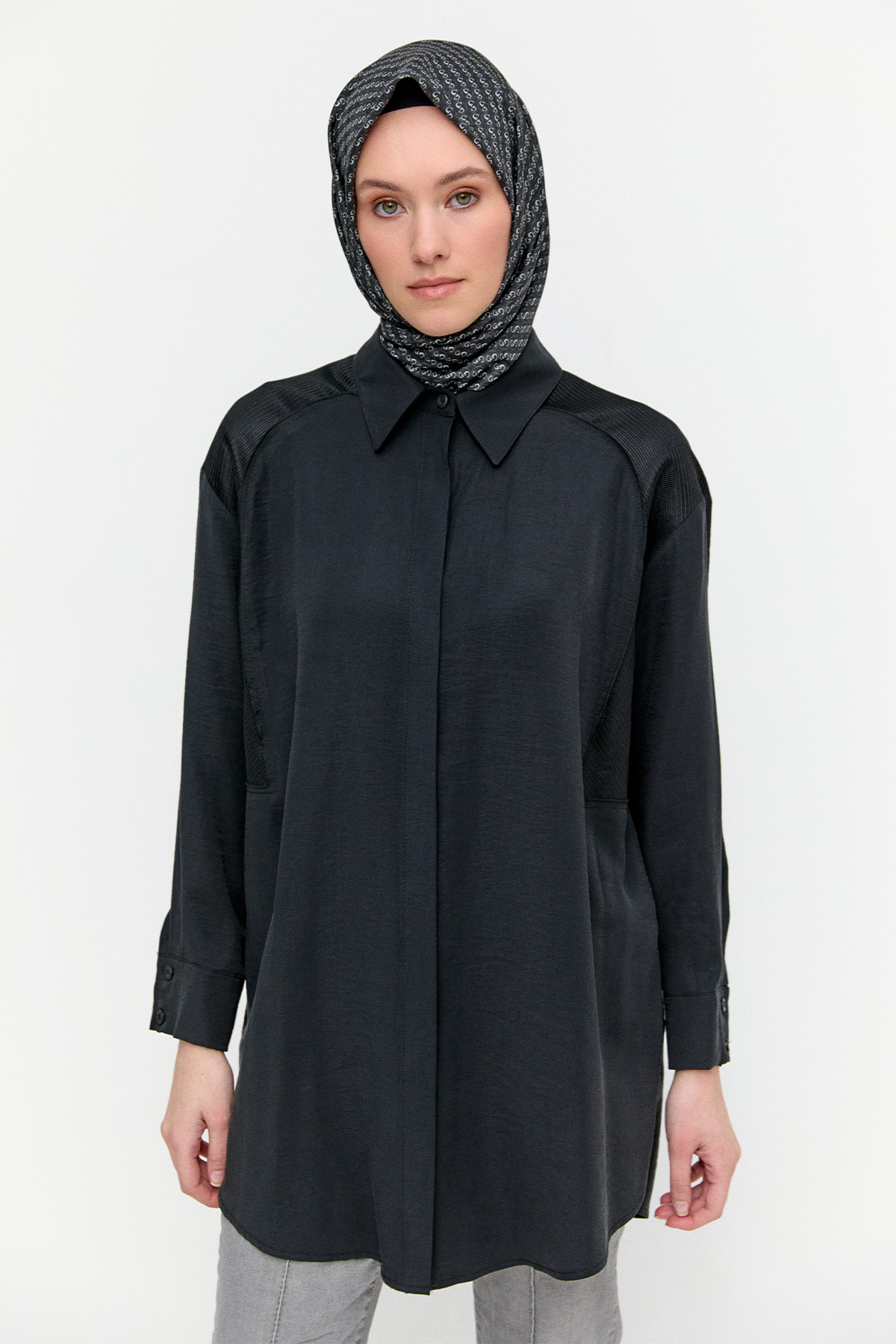 File Detaylı Modal Tunik, Tesettür Giyim