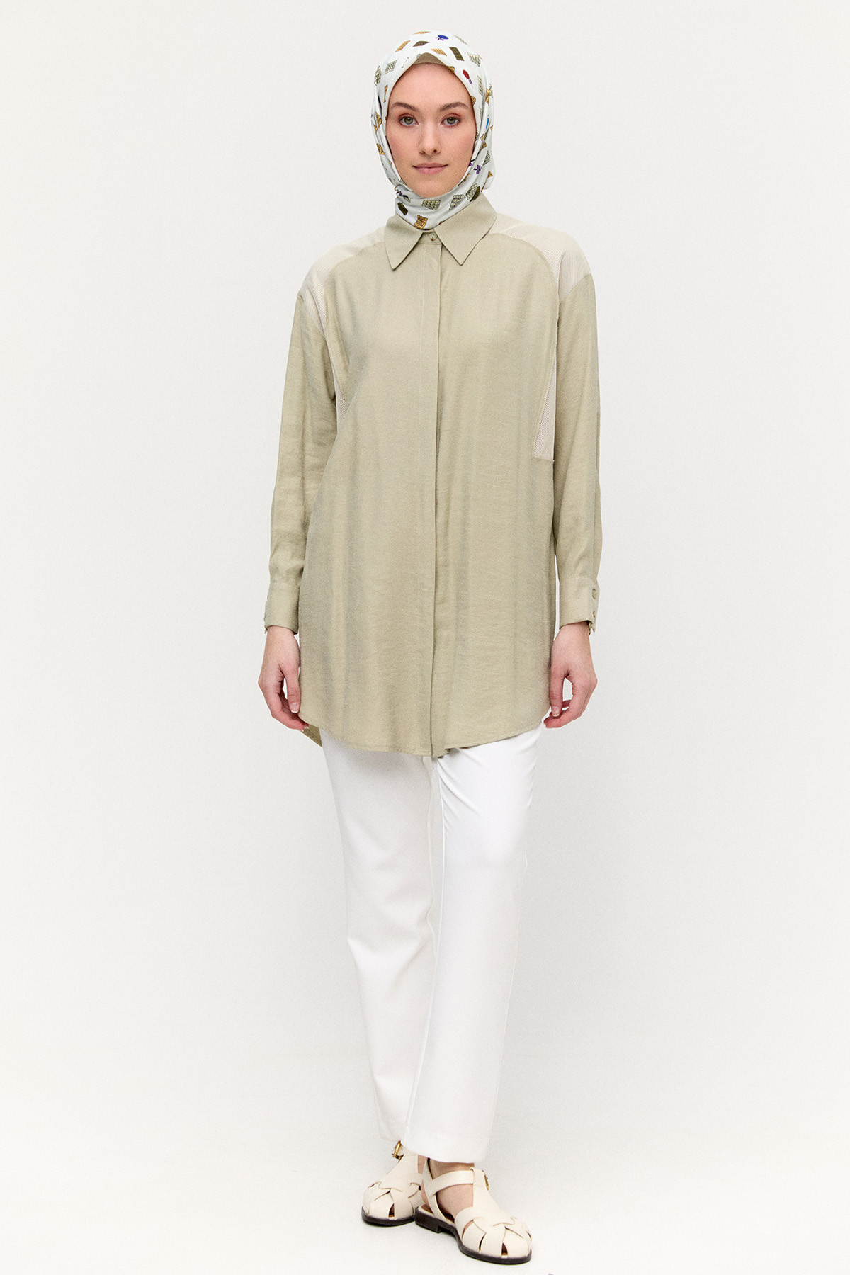 File Detaylı Modal Tunik, Tesettür Giyim