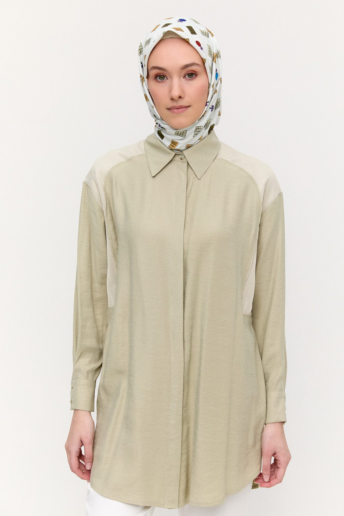 File Detaylı Modal Tunik, Tesettür Giyim