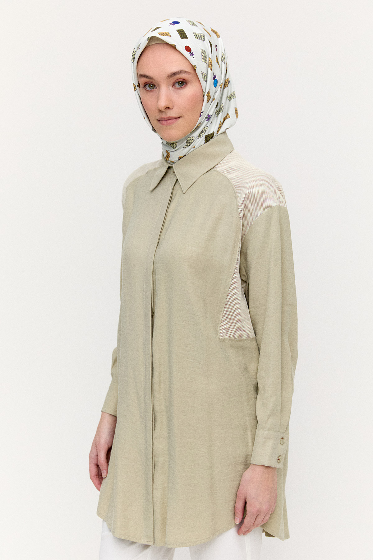 File Detaylı Modal Tunik, Tesettür Giyim