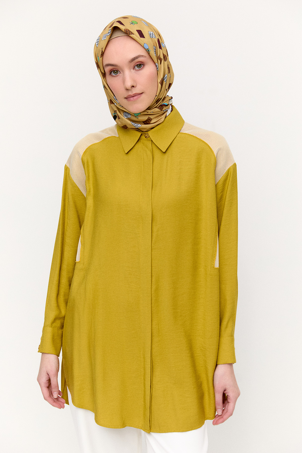File Detaylı Modal Tunik, Tesettür Giyim
