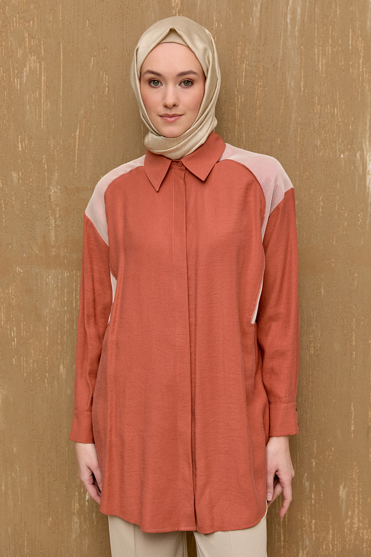 File Detaylı Modal Tunik, Tesettür Giyim