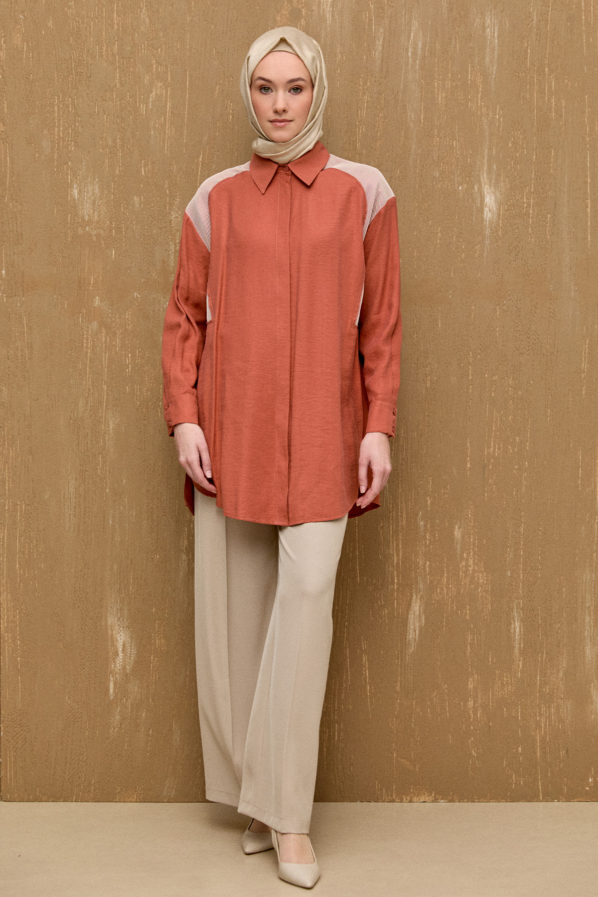 File Detaylı Modal Tunik, Tesettür Giyim