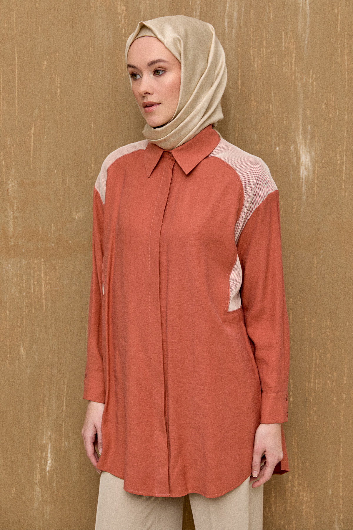 File Detaylı Modal Tunik, Tesettür Giyim
