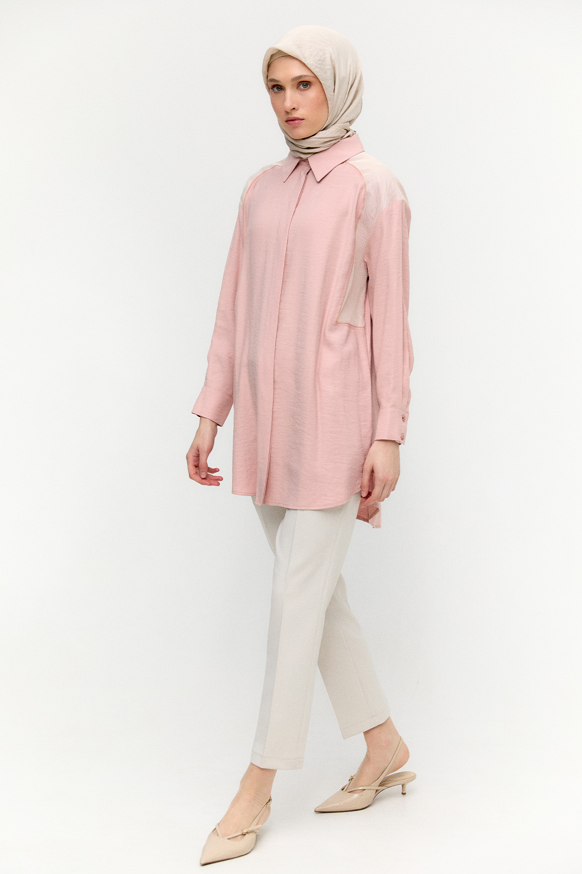 File Detaylı Modal Tunik, Tesettür Giyim