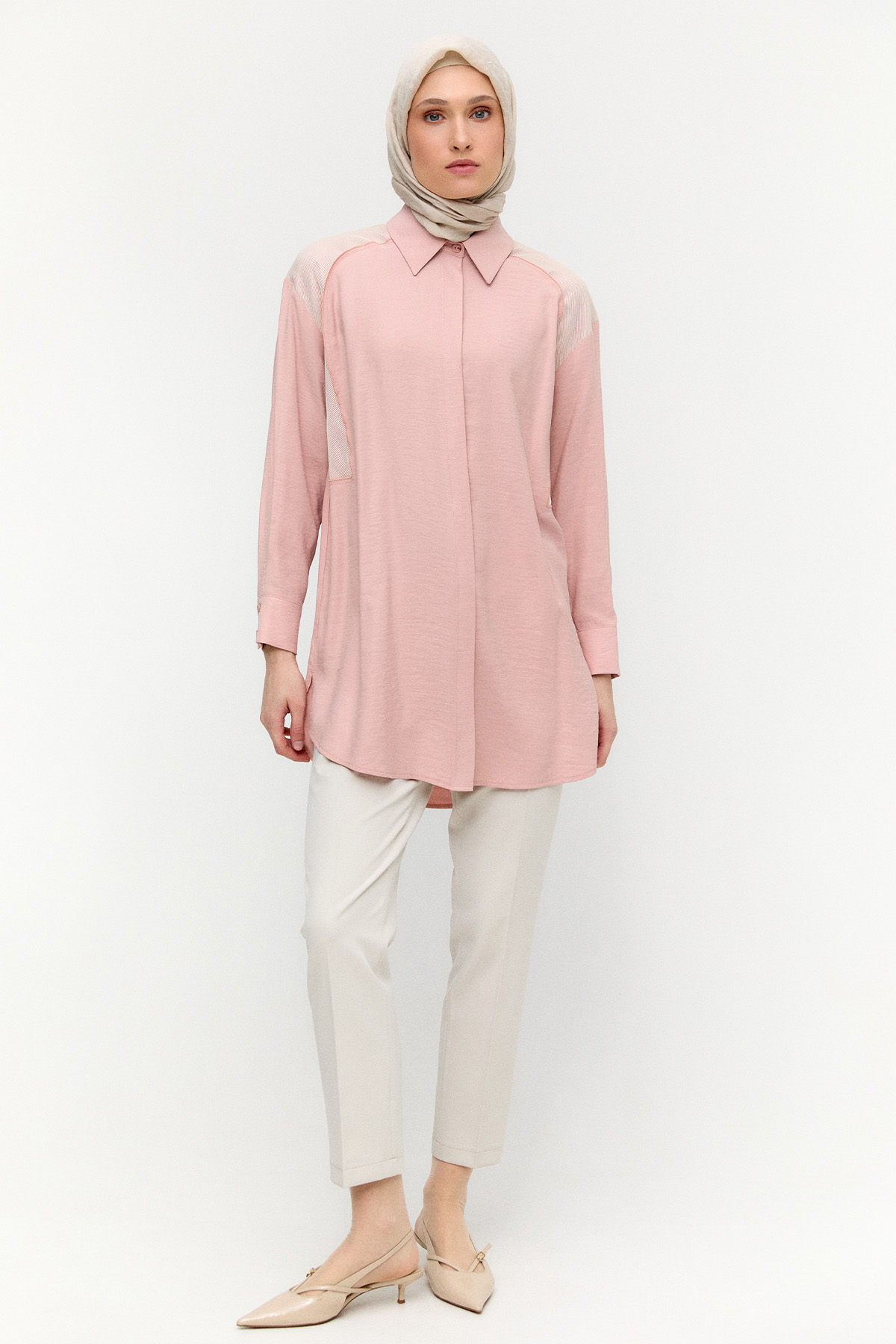 File Detaylı Modal Tunik, Tesettür Giyim