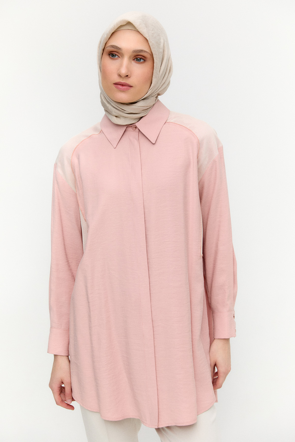File Detaylı Modal Tunik, Tesettür Giyim