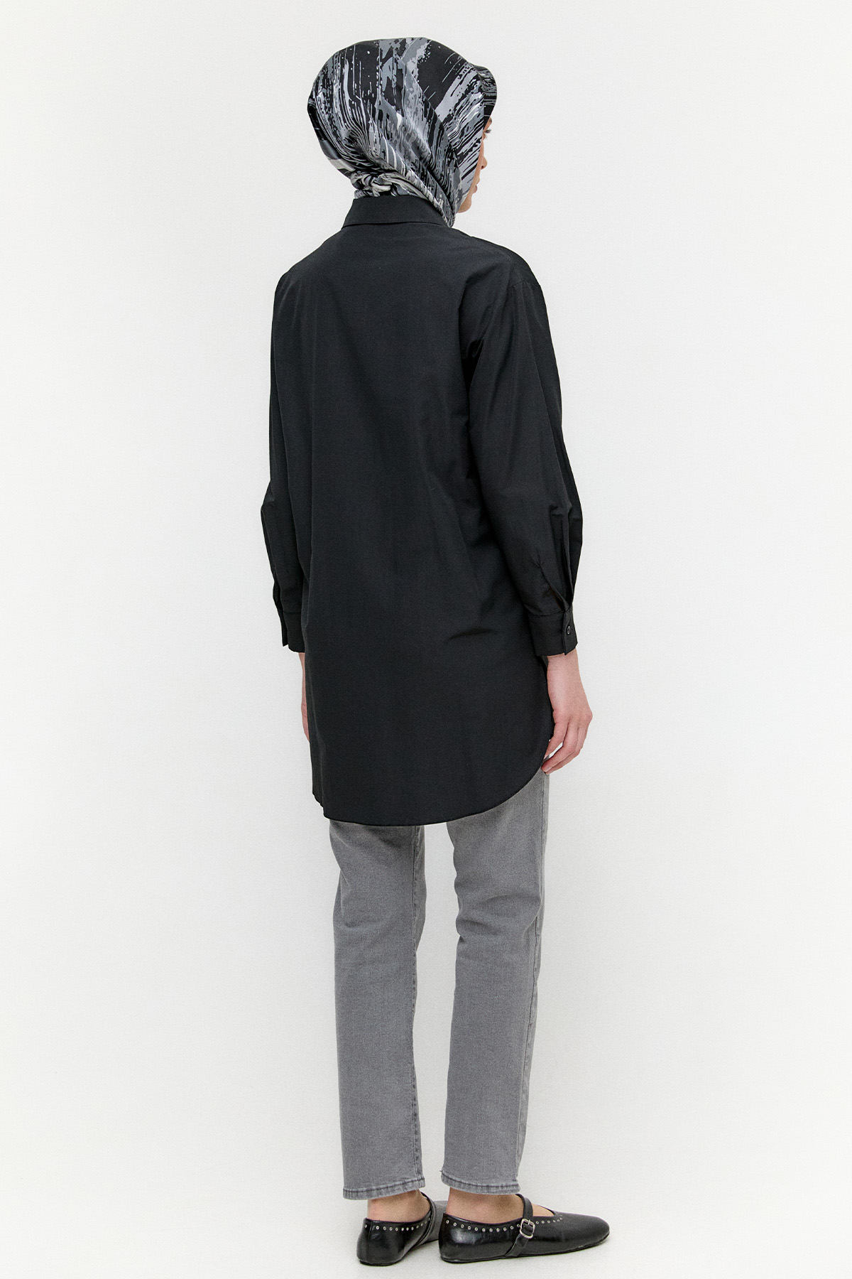 Boncuklu Çiçek Nakışlı Pamuk Tunik, Tesettür Giyim